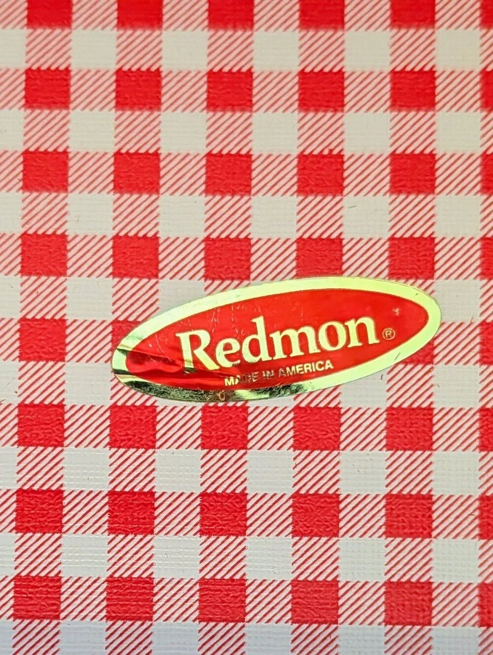Vintage MCM Redmon Picnic Basket Brown Red Gingham Lined Pristine